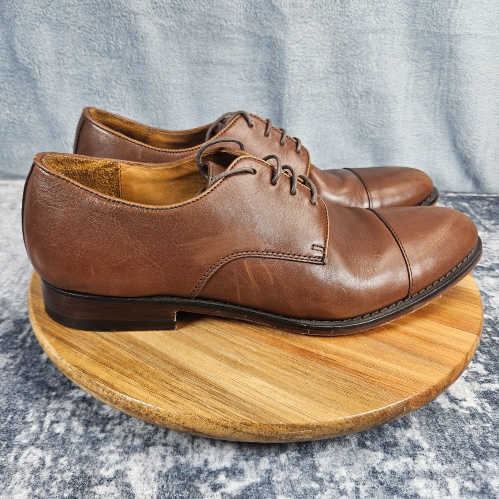 J Crew Dress Shoes Mens Size 11 Brown Leather Cap Toe Derby Lace Up BS113